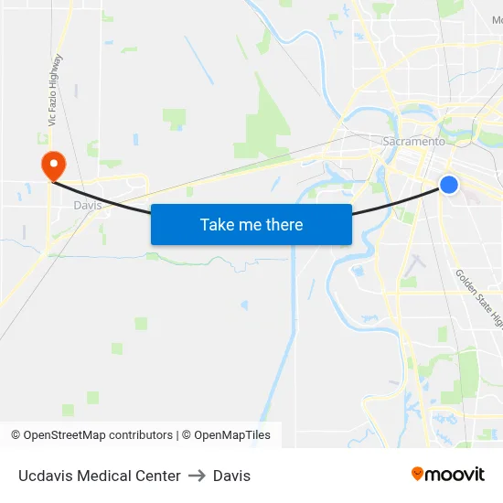 Ucdavis Medical Center to Davis map