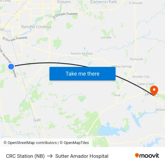 CRC Station (NB) to Sutter Amador Hospital map