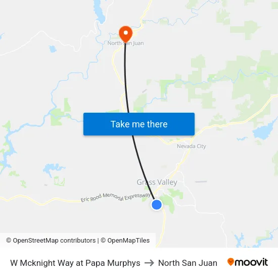 W Mcknight Way at Papa Murphys to North San Juan map