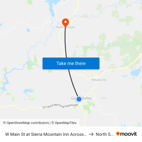 W Main St at Sierra Mountain Inn Across From Lyman Gilmore School to North San Juan map