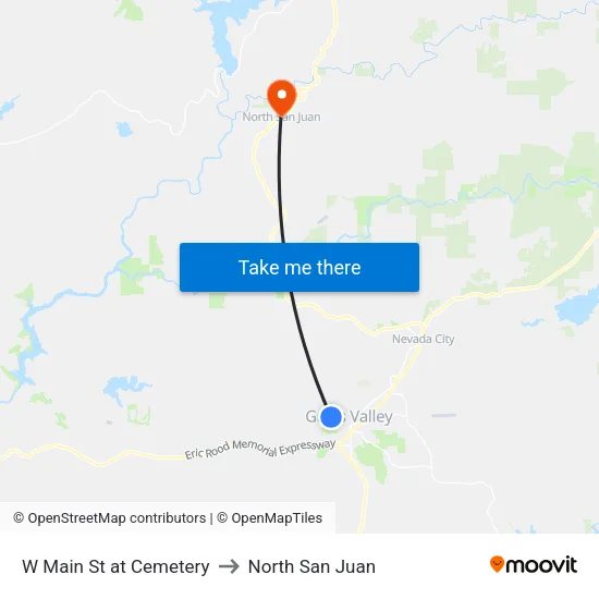 W Main St at Cemetery to North San Juan map
