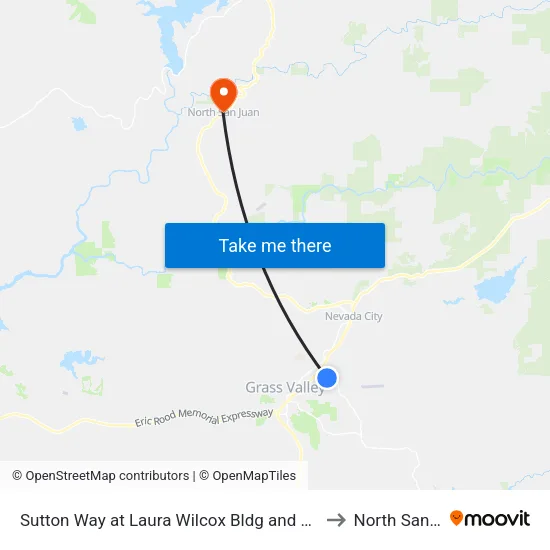Sutton Way at Laura Wilcox Bldg and Oak Ridge Apts to North San Juan map
