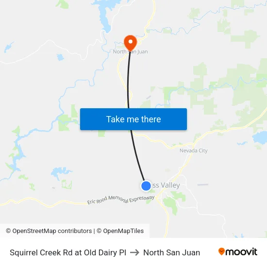 Squirrel Creek Rd at Old Dairy Pl to North San Juan map