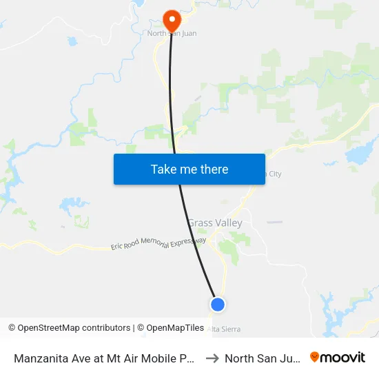 Manzanita Ave at Mt Air Mobile Park to North San Juan map
