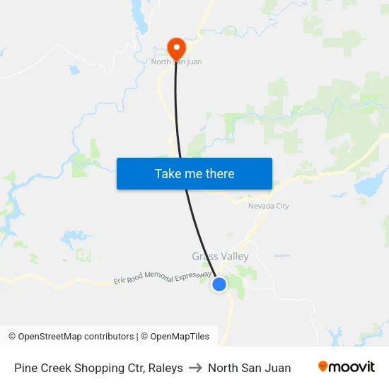 Pine Creek Shopping Ctr, Raleys to North San Juan map