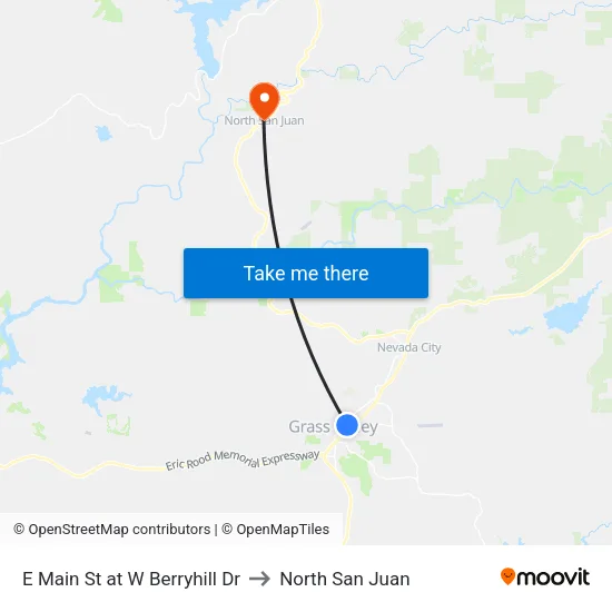 E Main St at W Berryhill Dr to North San Juan map