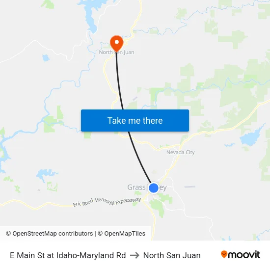 E Main St at Idaho-Maryland Rd to North San Juan map