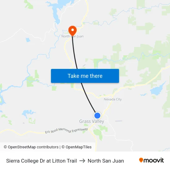 Sierra College Dr at Litton Trail to North San Juan map
