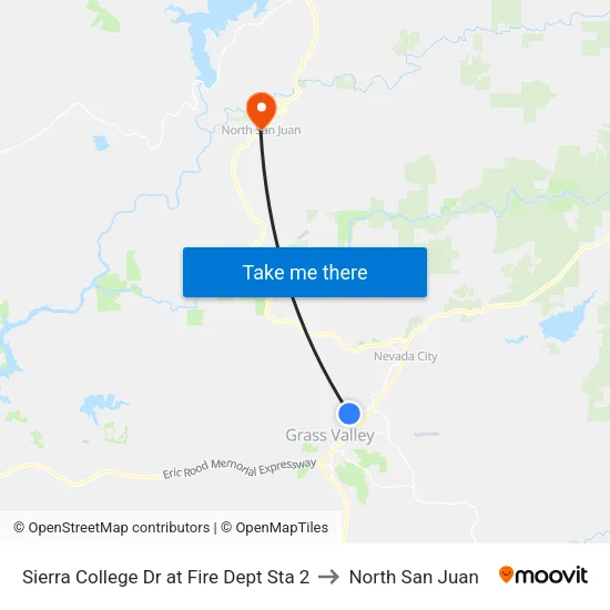Sierra College Dr at Fire Dept Sta 2 to North San Juan map