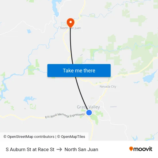 S Auburn St at Race St to North San Juan map