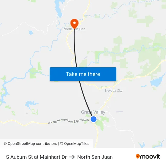 S Auburn St at Mainhart Dr to North San Juan map