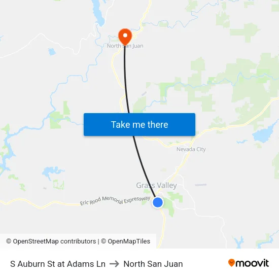 S Auburn St at Adams Ln to North San Juan map