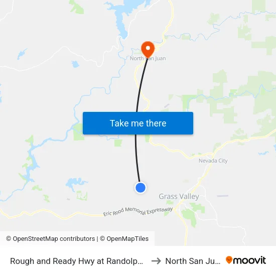 Rough and Ready Hwy at Randolph Ln to North San Juan map