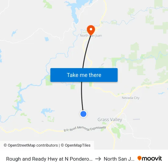 Rough and Ready Hwy at N Ponderosa Way to North San Juan map