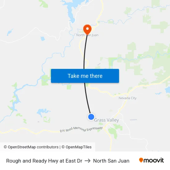 Rough and Ready Hwy at East Dr to North San Juan map