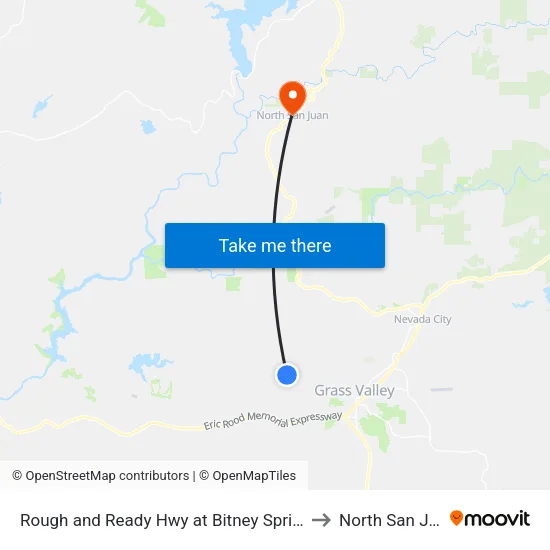 Rough and Ready Hwy at Bitney Springs Rd to North San Juan map
