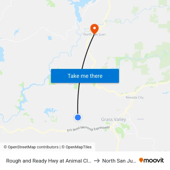 Rough and Ready Hwy at Animal Clinic to North San Juan map