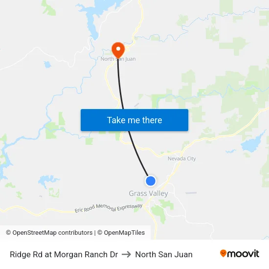 Ridge Rd at Morgan Ranch Dr to North San Juan map