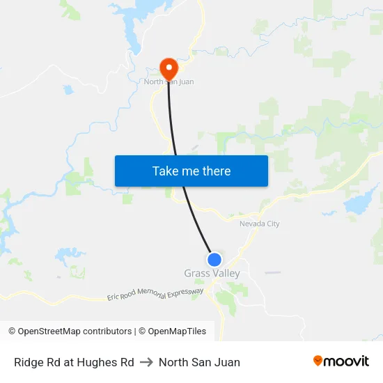 Ridge Rd at Hughes Rd to North San Juan map