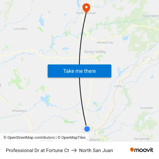 Professional Dr at Fortune Ct to North San Juan map