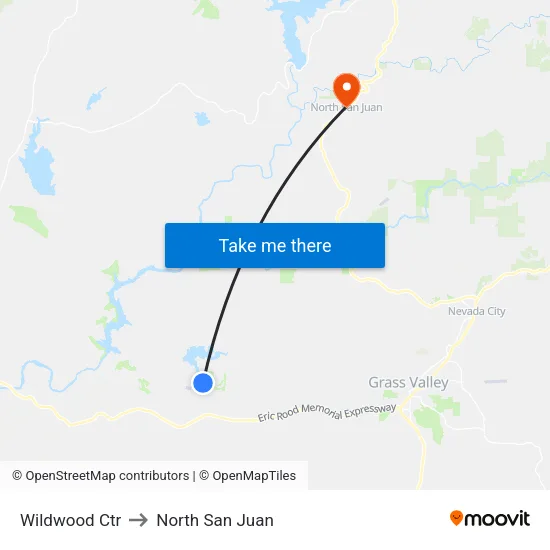 Wildwood Ctr to North San Juan map