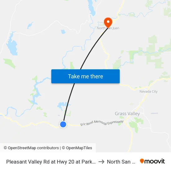 Pleasant Valley Rd at Hwy 20 at Park and Ride to North San Juan map