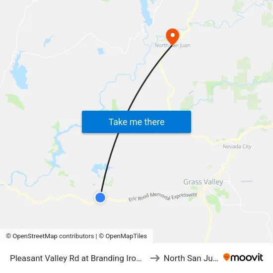 Pleasant Valley Rd at Branding Iron Rd to North San Juan map