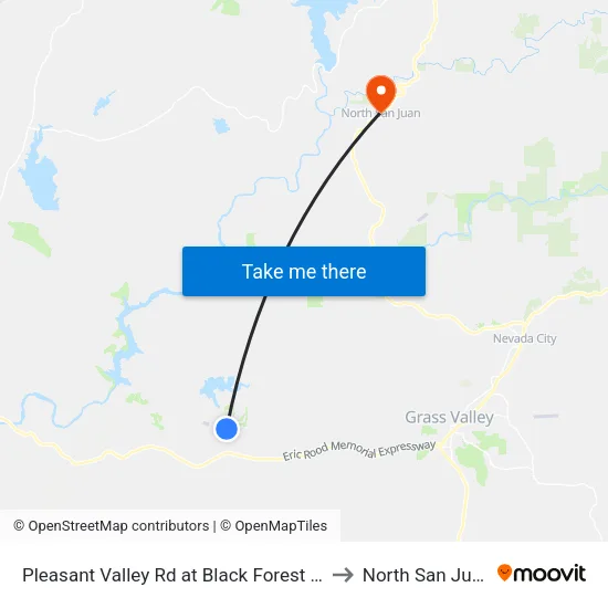 Pleasant Valley Rd at Black Forest Rd to North San Juan map