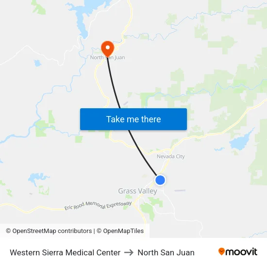 Western Sierra Medical Center to North San Juan map