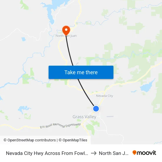 Nevada City Hwy Across From Fowler Ctr to North San Juan map