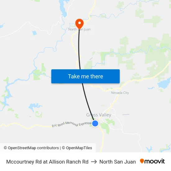 Mccourtney Rd at Allison Ranch Rd to North San Juan map