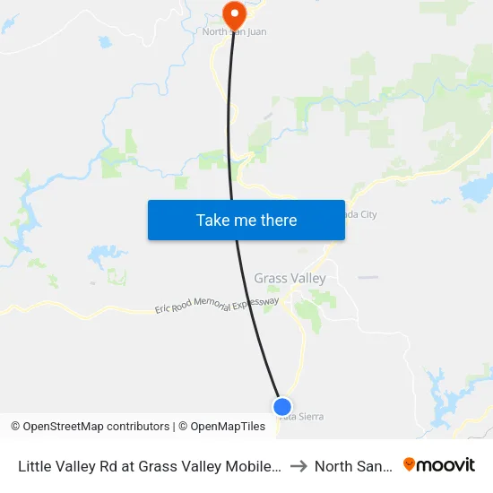 Little Valley Rd at Grass Valley Mobilehome Village to North San Juan map