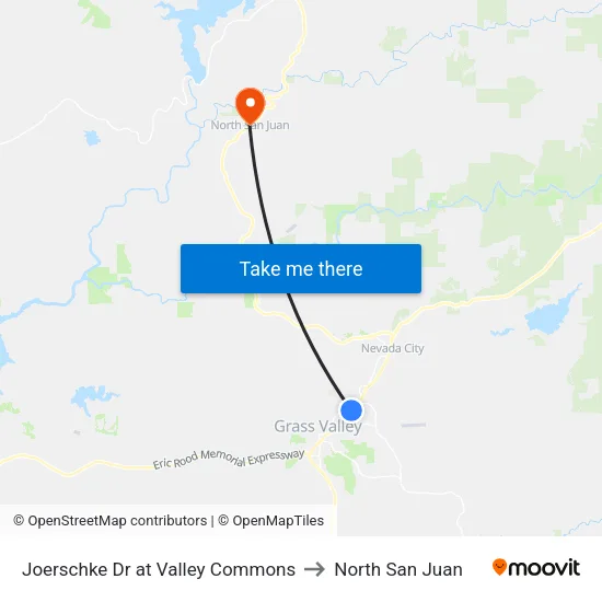 Joerschke Dr at Valley Commons to North San Juan map