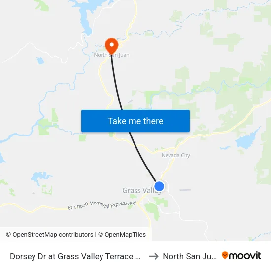 Dorsey Dr at Grass Valley Terrace Apts to North San Juan map