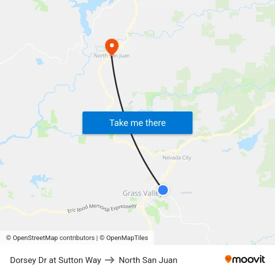 Dorsey Dr at Sutton Way to North San Juan map