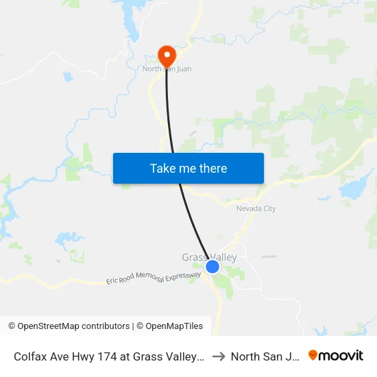 Colfax Ave Hwy 174 at Grass Valley Glass to North San Juan map