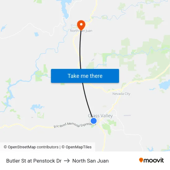 Butler St at Penstock Dr to North San Juan map
