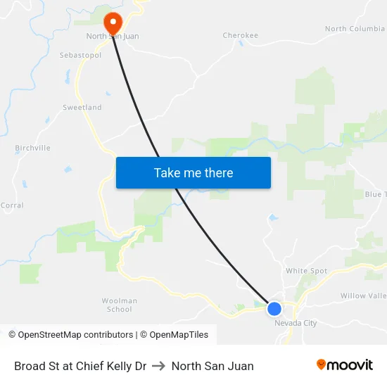 Broad St at Chief Kelly Dr to North San Juan map