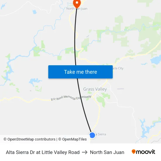 Alta Sierra Dr at Little Valley Road to North San Juan map