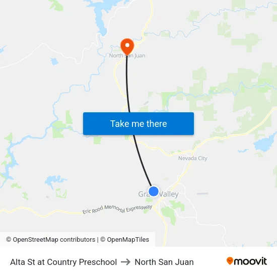 Alta St at Country Preschool to North San Juan map