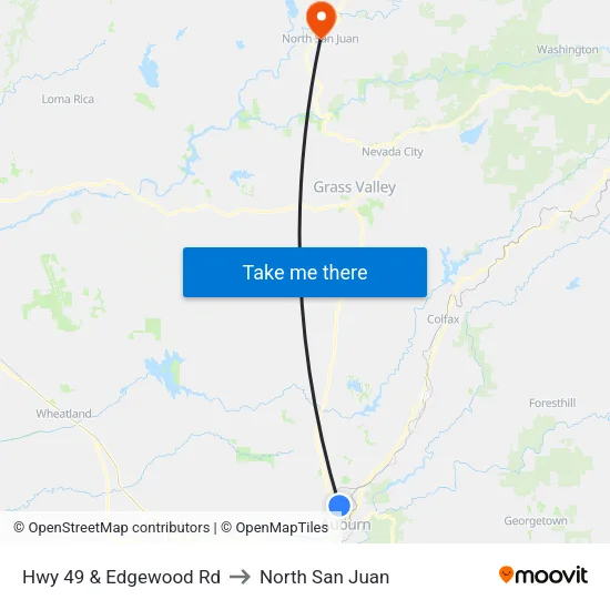 Hwy 49 & Edgewood Rd to North San Juan map