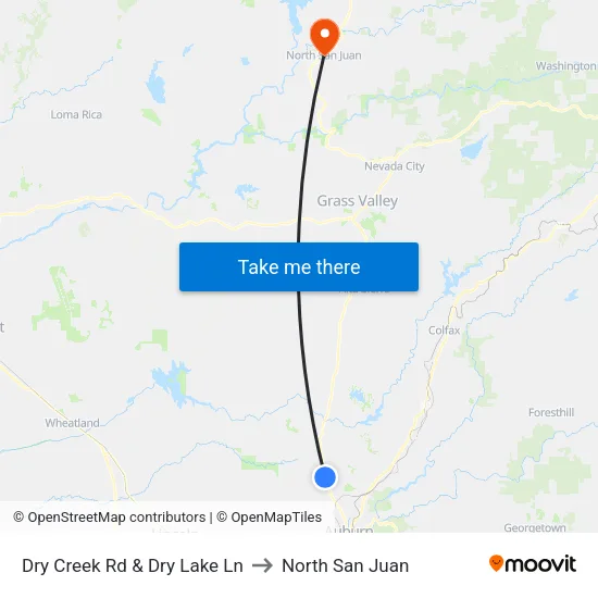 Dry Creek Rd & Dry Lake Ln to North San Juan map