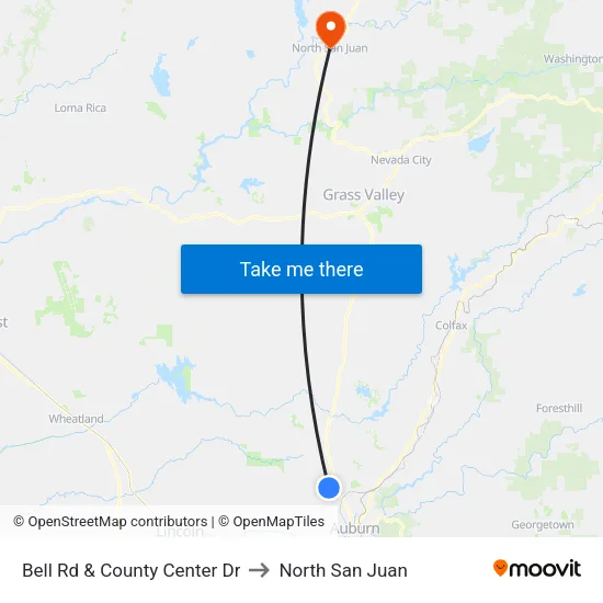 Bell Rd & County Center Dr to North San Juan map