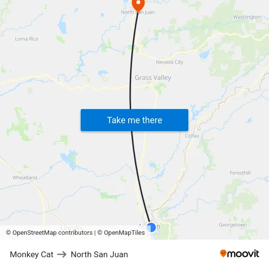 Monkey Cat to North San Juan map