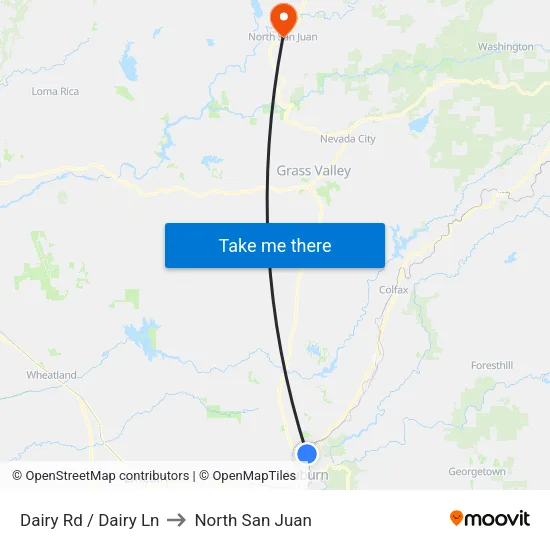 Dairy Rd / Dairy Ln to North San Juan map