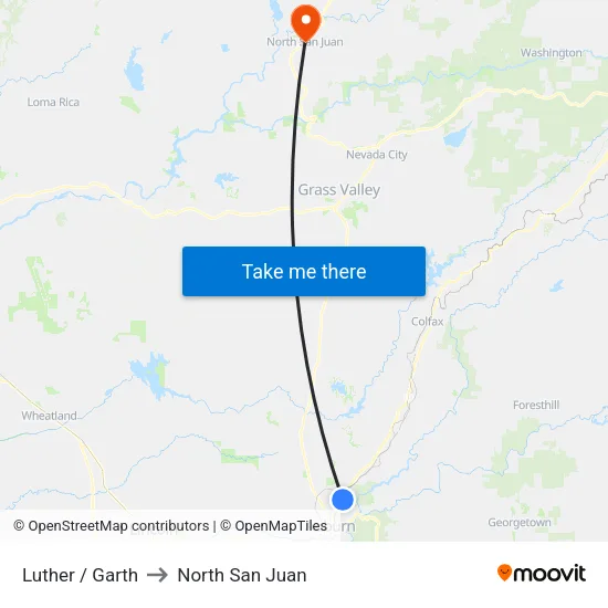 Luther / Garth to North San Juan map