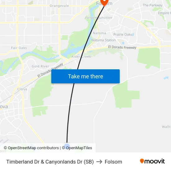 Timberland Dr & Canyonlands Dr (SB) to Folsom map