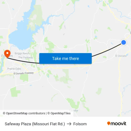 Safeway Plaza (Missouri Flat Rd.) to Folsom map