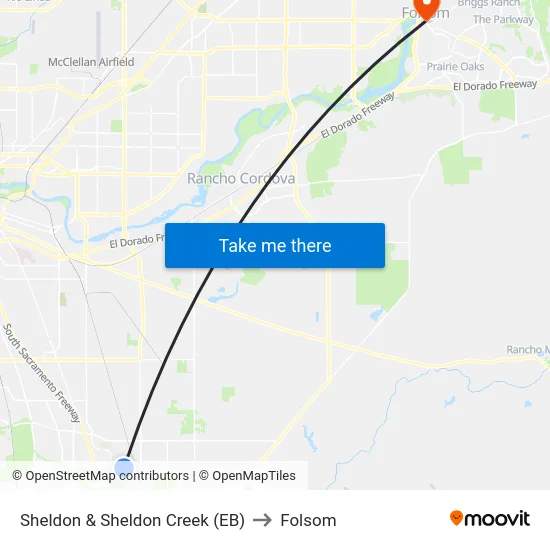 Sheldon & Sheldon Creek (EB) to Folsom map