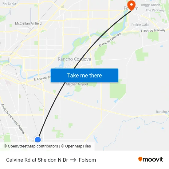 Calvine Rd at Sheldon N Dr to Folsom map